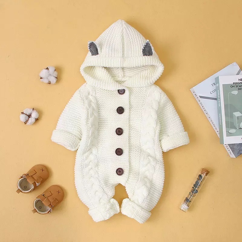 Hooded cheap knitted romper